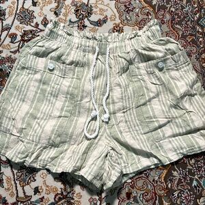 American Eagle shorts Small Green Stripe Textured Drawstring Beach Pijama